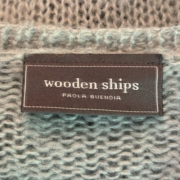Wooden Ships Paola Buendia Sweater Medium/Large Gray Anchor Loose Knit Slouchy - Picture 6 of 7
